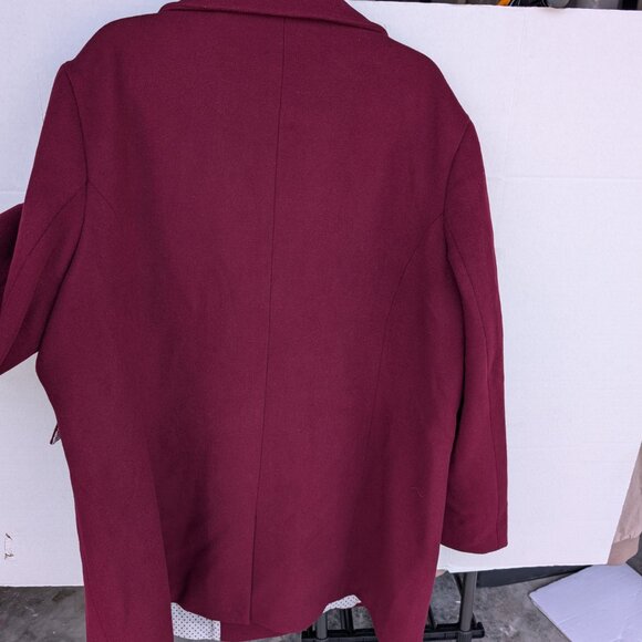 Haute Edition Women’s Maroon Wool Blend Coat – Size 3X – Polka Dot Lining - Picture 6 of 7